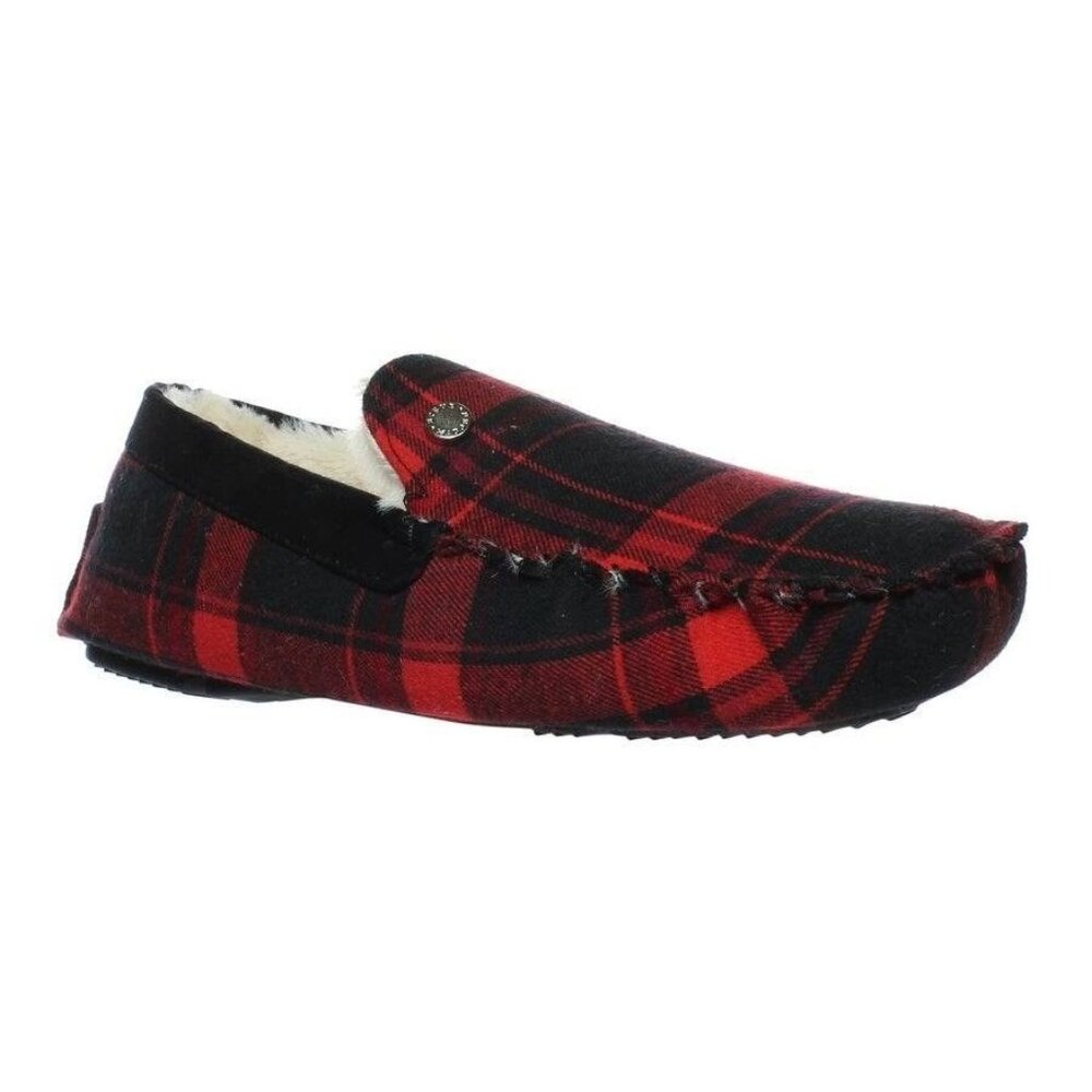 Steve Madden Mens Red Plaid Moccasin Slippers Size 7